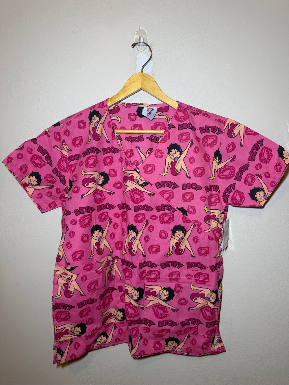 Betty Boop Pink Allover Character Print Short Sleeve Top